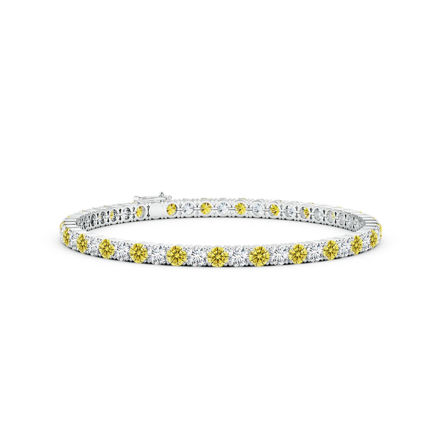3.5mm Labgrown Classic Lab-Grown Fancy Intense Yellow and White Diamond Linear Tennis Bracelet in White Gold