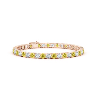 4mm Labgrown Classic Lab-Grown Fancy Intense Yellow and White Diamond Linear Tennis Bracelet in 9K Rose Gold