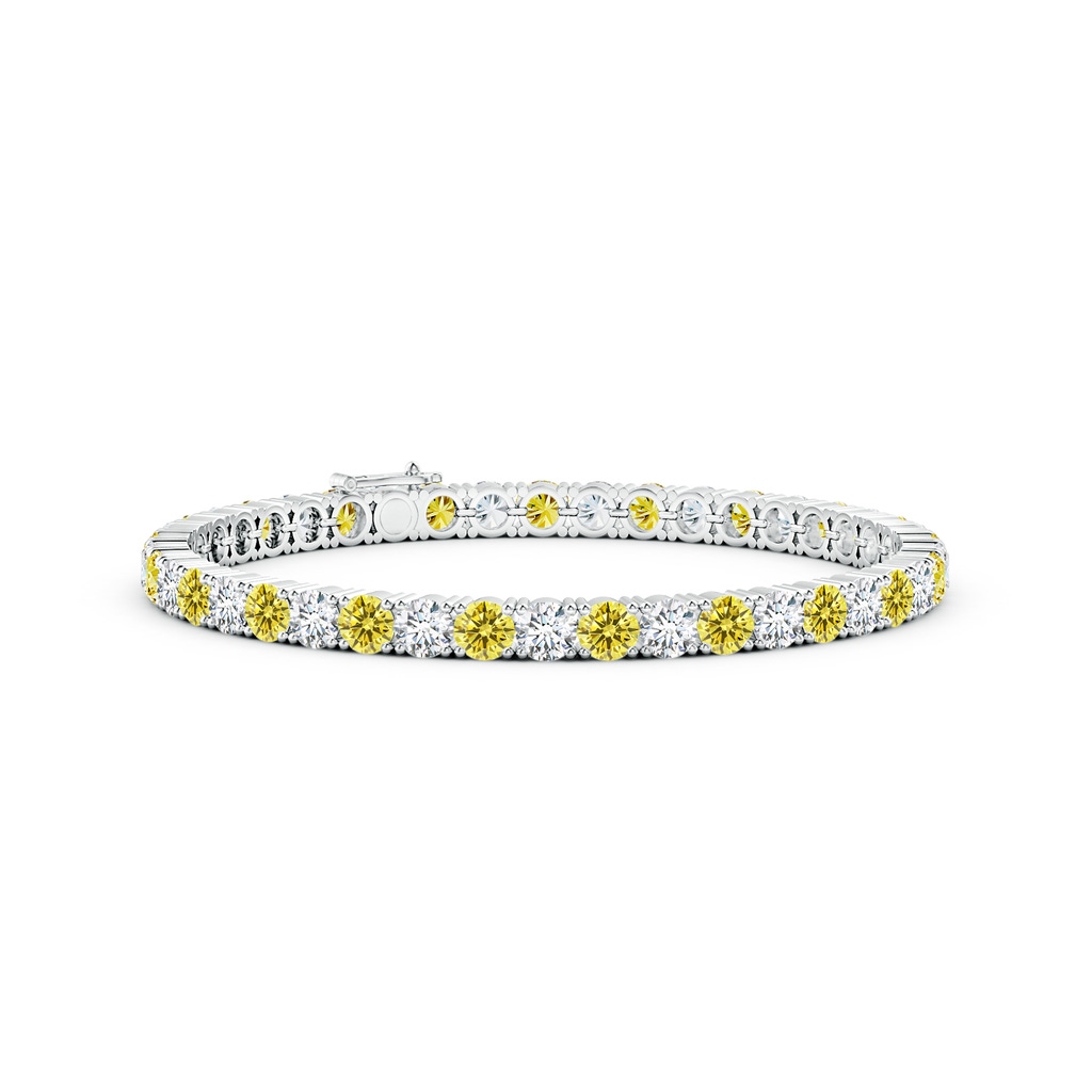 4mm Labgrown Classic Lab-Grown Fancy Intense Yellow and White Diamond Linear Tennis Bracelet in White Gold