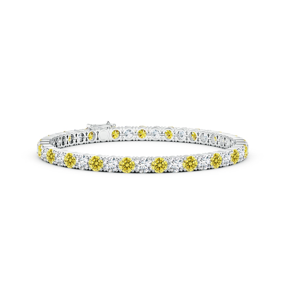 4mm Labgrown Classic Lab-Grown Fancy Intense Yellow and White Diamond Linear Tennis Bracelet in White Gold 