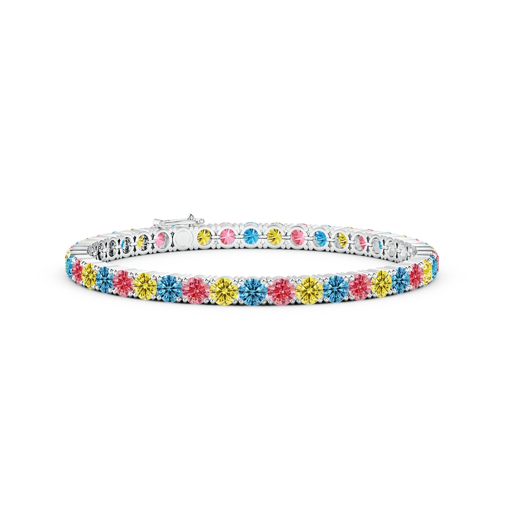 4mm Labgrown Classic Lab-Grown Fancy Intense Multi-Colour Diamond Linear Tennis Bracelet in White Gold