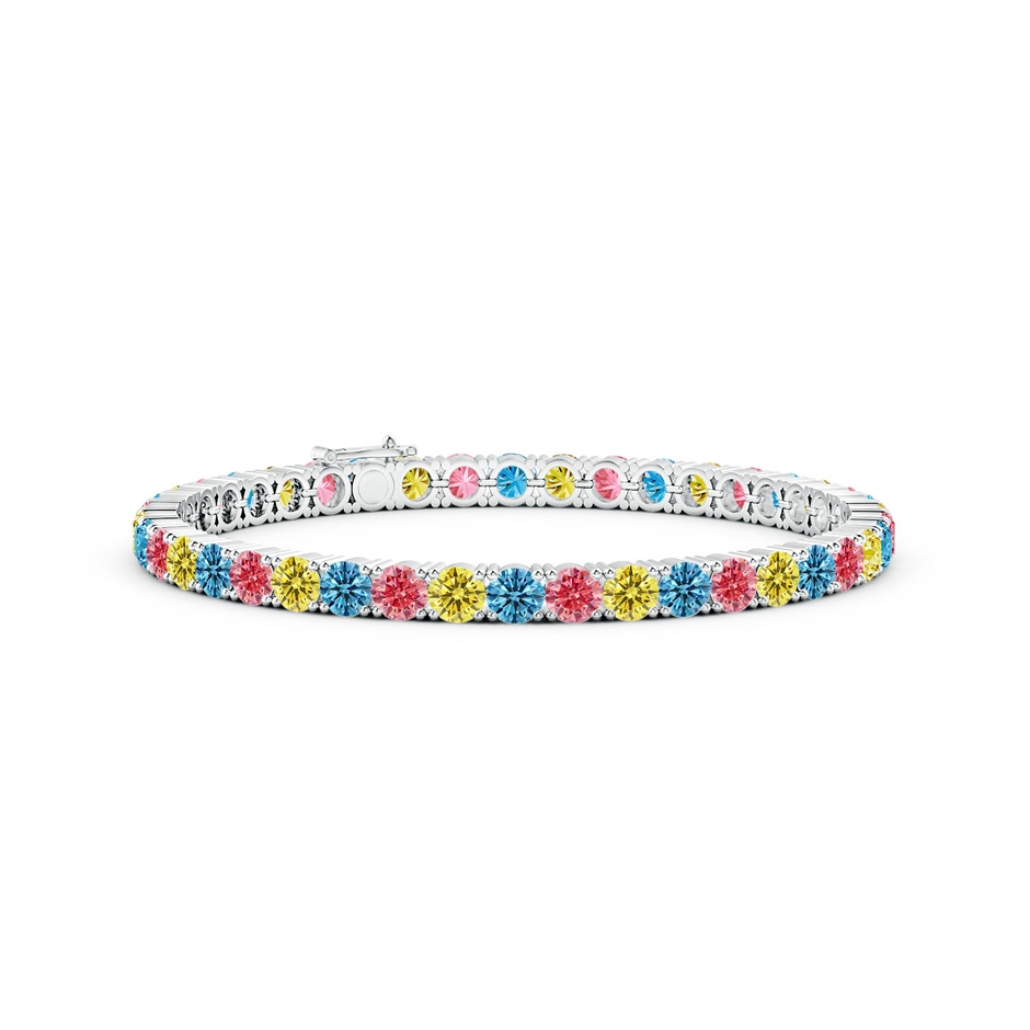 4mm Labgrown Classic Lab-Grown Fancy Intense Multi-Colour Diamond Linear Tennis Bracelet in White Gold 