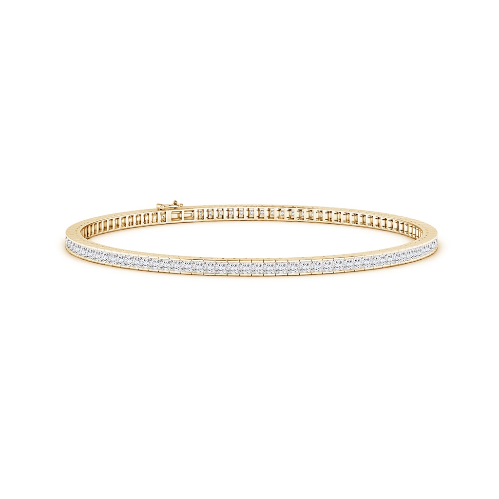 1.6mm FGVS Lab-Grown Channel-Set Princess-Cut Diamond Tennis Bracelet in Yellow Gold