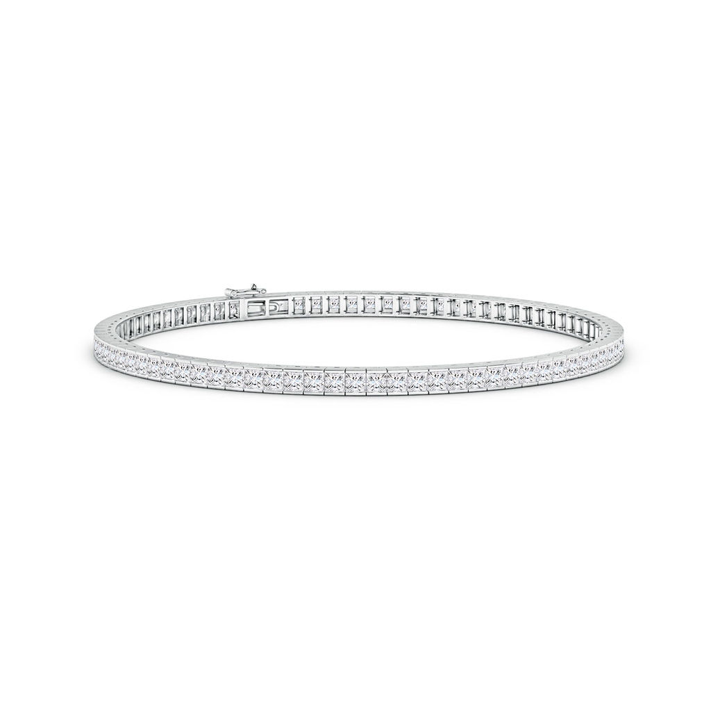 2.1mm FGVS Lab-Grown Channel-Set Princess-Cut Diamond Tennis Bracelet in White Gold 