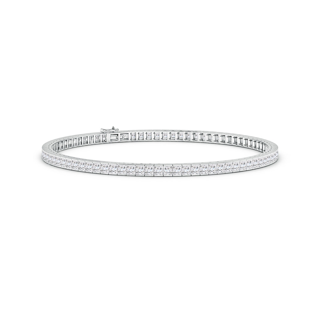 2.1mm FGVS Lab-Grown Channel-Set Princess-Cut Diamond Tennis Bracelet in White Gold