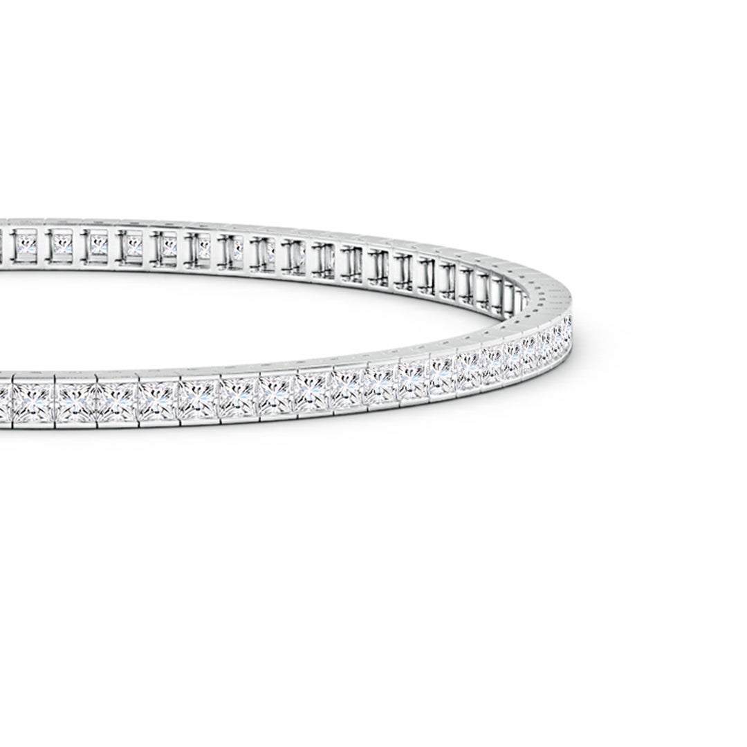2.1mm FGVS Lab-Grown Channel-Set Princess-Cut Diamond Tennis Bracelet in White Gold - side 3