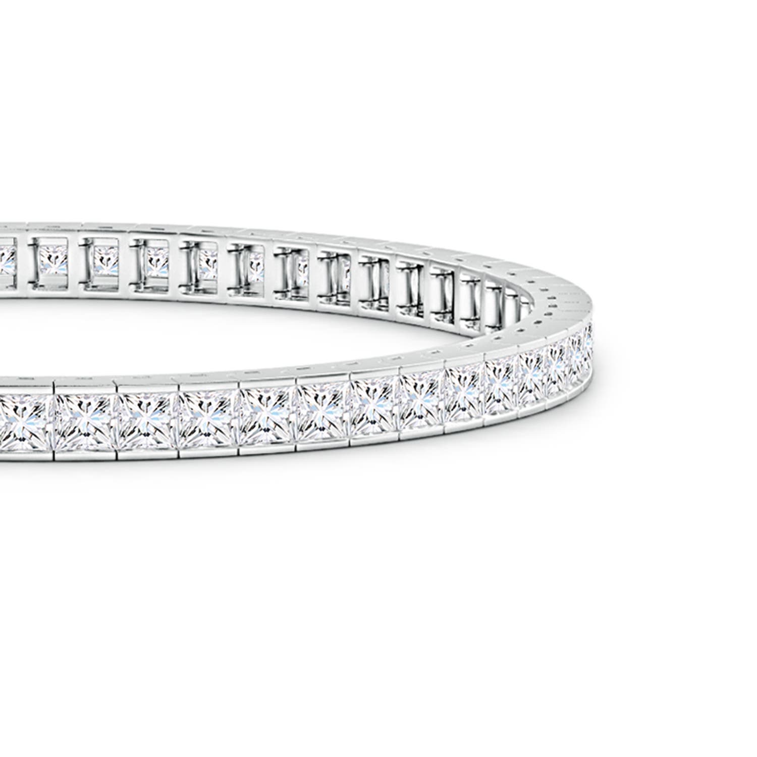 3mm FGVS Lab-Grown Channel-Set Princess-Cut Diamond Tennis Bracelet in White Gold - side 3