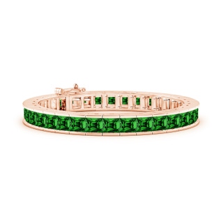 5mm Labgrown Lab-Grown Channel-Set Princess-Cut Emerald Tennis Bracelet in 10K Rose Gold
