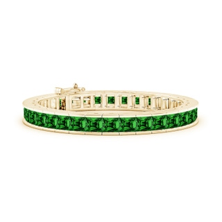 5mm Labgrown Lab-Grown Channel-Set Princess-Cut Emerald Tennis Bracelet in 10K Yellow Gold