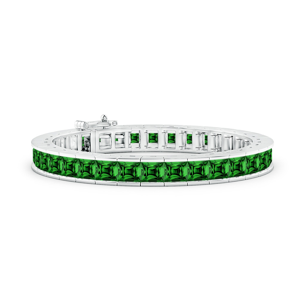 5mm Labgrown Lab-Grown Channel-Set Princess-Cut Emerald Tennis Bracelet in White Gold