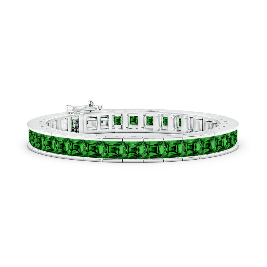 5mm Labgrown Lab-Grown Channel-Set Princess-Cut Emerald Tennis Bracelet in White Gold 