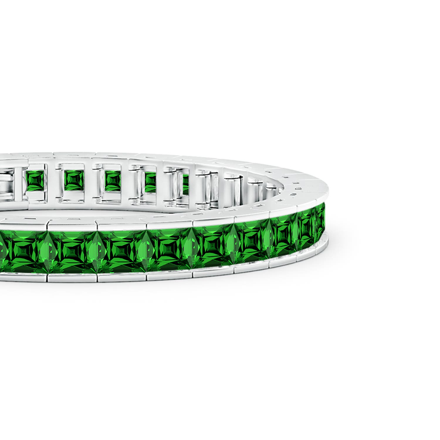 5mm Labgrown Lab-Grown Channel-Set Princess-Cut Emerald Tennis Bracelet in White Gold - side 3