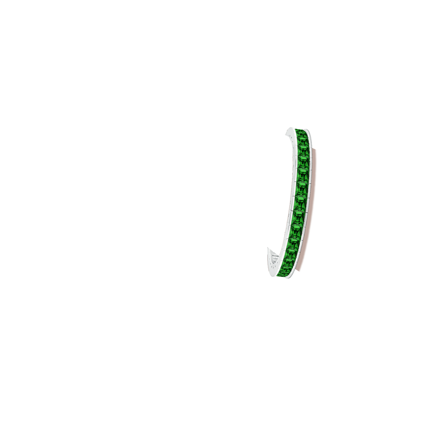 5mm Labgrown Lab-Grown Channel-Set Princess-Cut Emerald Tennis Bracelet in White Gold - body_arm