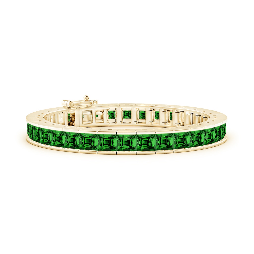 5mm Labgrown Lab-Grown Channel-Set Princess-Cut Emerald Tennis Bracelet in Yellow Gold