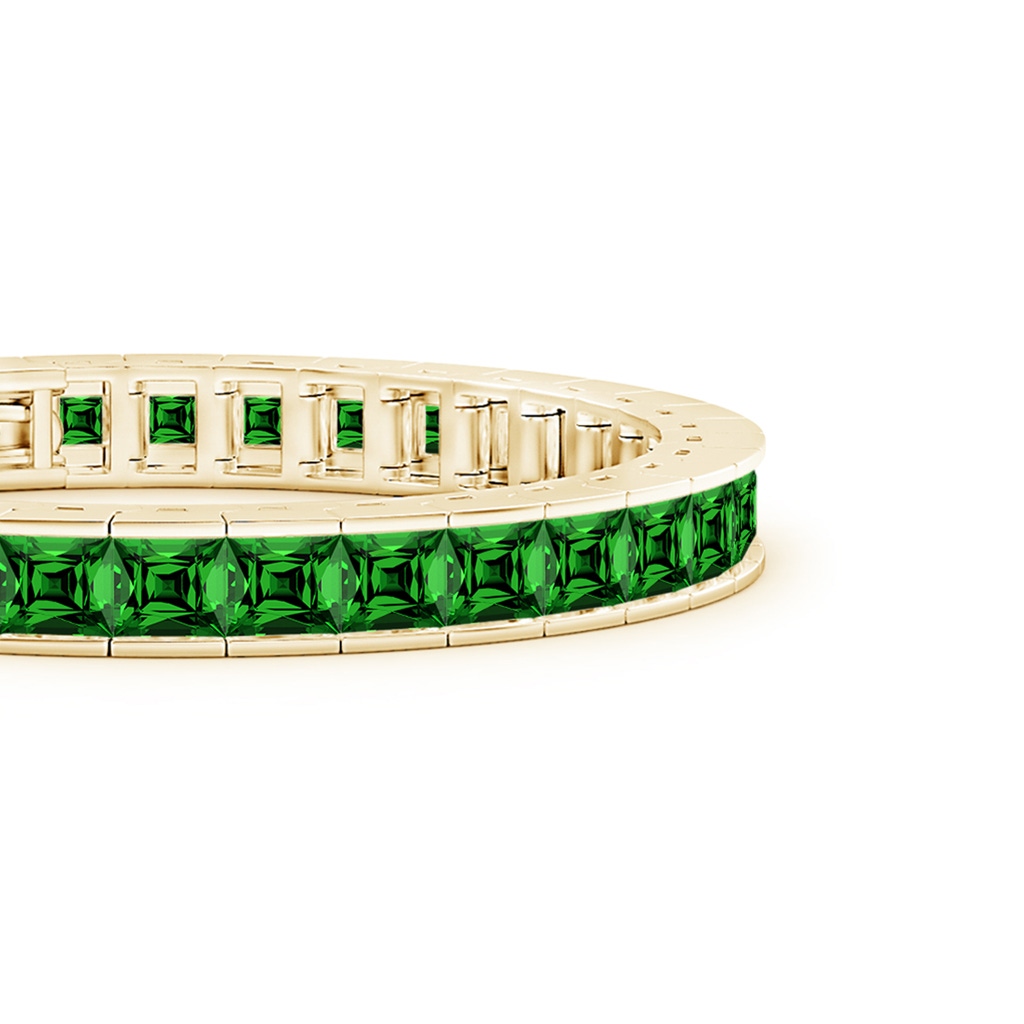 5mm Labgrown Lab-Grown Channel-Set Princess-Cut Emerald Tennis Bracelet in Yellow Gold - side 199