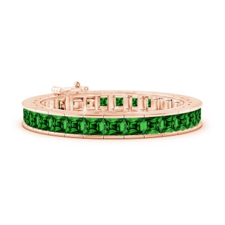 6mm Labgrown Lab-Grown Channel-Set Princess-Cut Emerald Tennis Bracelet in 10K Rose Gold