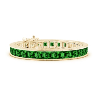 6mm Labgrown Lab-Grown Channel-Set Princess-Cut Emerald Tennis Bracelet in 10K Yellow Gold