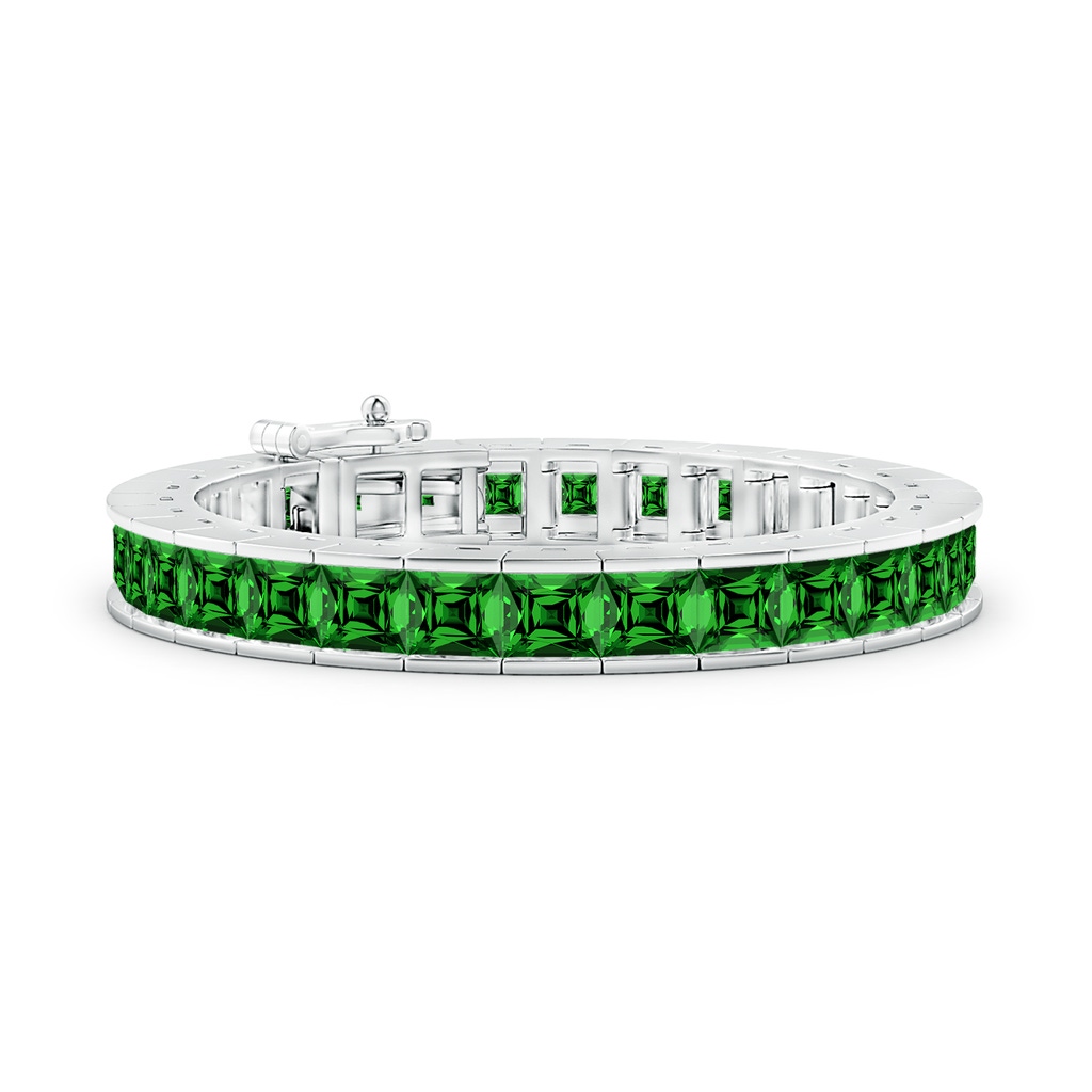 6mm Labgrown Lab-Grown Channel-Set Princess-Cut Emerald Tennis Bracelet in White Gold