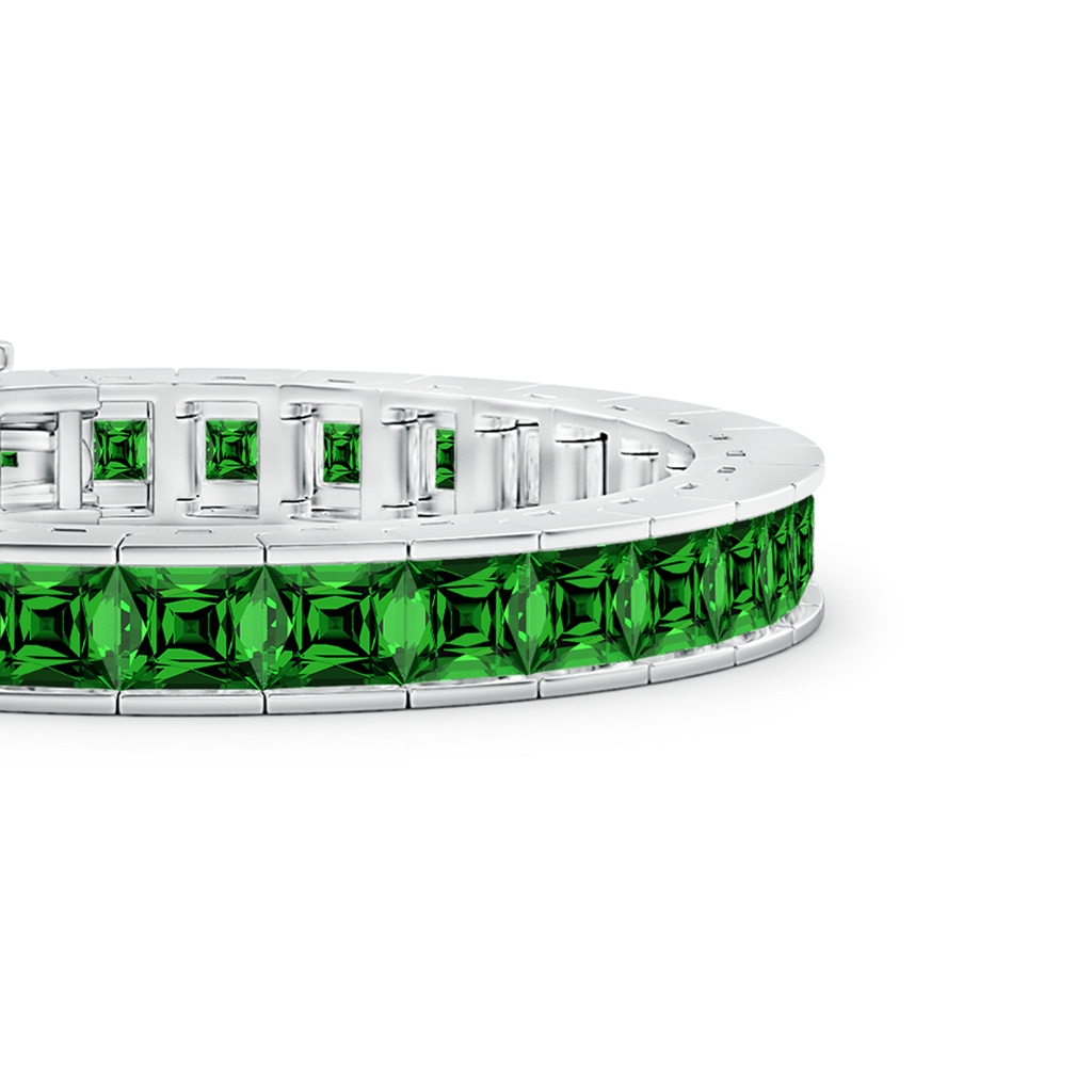 6mm Labgrown Lab-Grown Channel-Set Princess-Cut Emerald Tennis Bracelet in White Gold Side 199