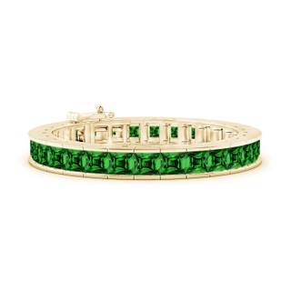 6mm Labgrown Lab-Grown Channel-Set Princess-Cut Emerald Tennis Bracelet in Yellow Gold