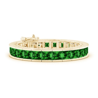 7mm Labgrown Lab-Grown Channel-Set Princess-Cut Emerald Tennis Bracelet in 10K Yellow Gold