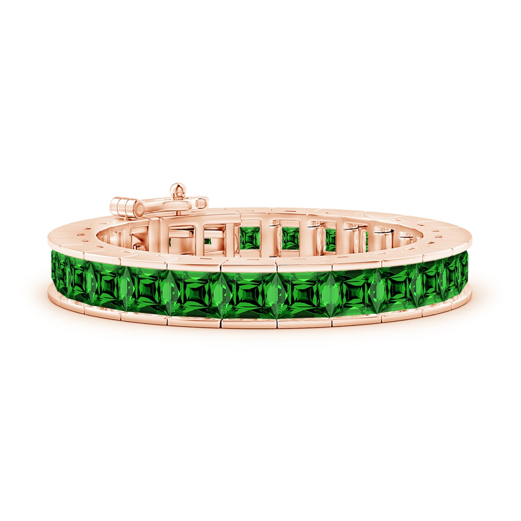 7mm Labgrown Lab-Grown Channel-Set Princess-Cut Emerald Tennis Bracelet in 9K Rose Gold