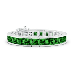 Stackables White Gold Lab Grown Emerald Bracelets