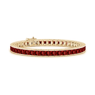 4mm Labgrown Lab-Grown Channel-Set Square Ruby Tennis Bracelet in Yellow Gold