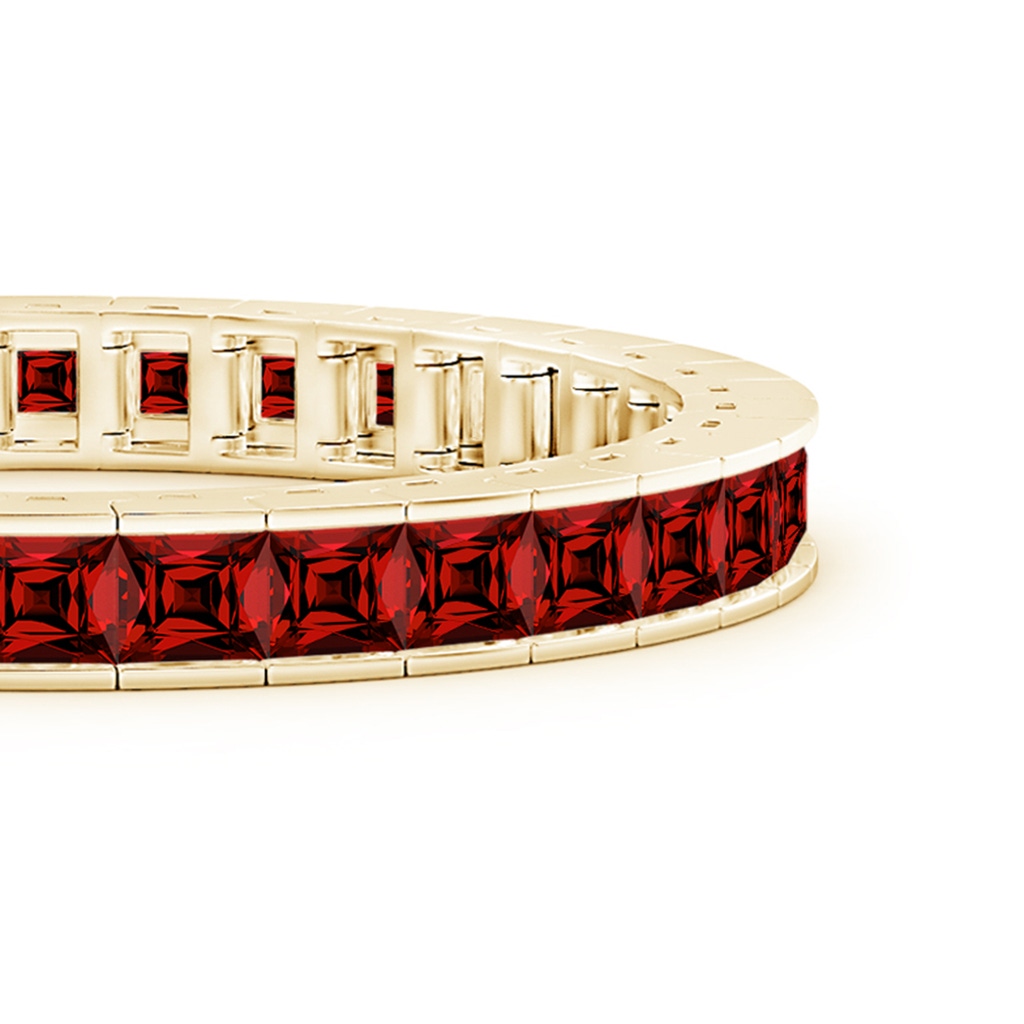 5mm Labgrown Lab-Grown Channel-Set Square Ruby Tennis Bracelet in Yellow Gold Side 199