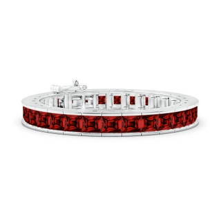6mm Labgrown Lab-Grown Channel-Set Square Ruby Tennis Bracelet in White Gold