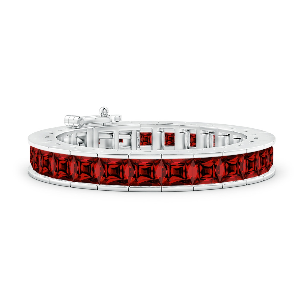 7mm Labgrown Lab-Grown Channel-Set Square Ruby Tennis Bracelet in 10K White Gold