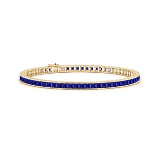 2.5mm Labgrown Lab-Grown Channel-Set Square Sapphire Tennis Bracelet in Yellow Gold