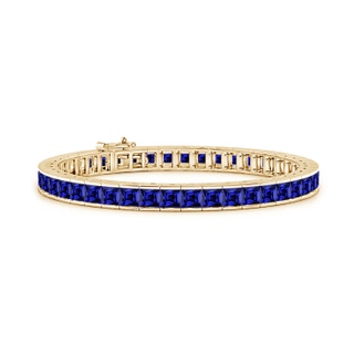 4mm Labgrown Lab-Grown Channel-Set Square Sapphire Tennis Bracelet in Yellow Gold