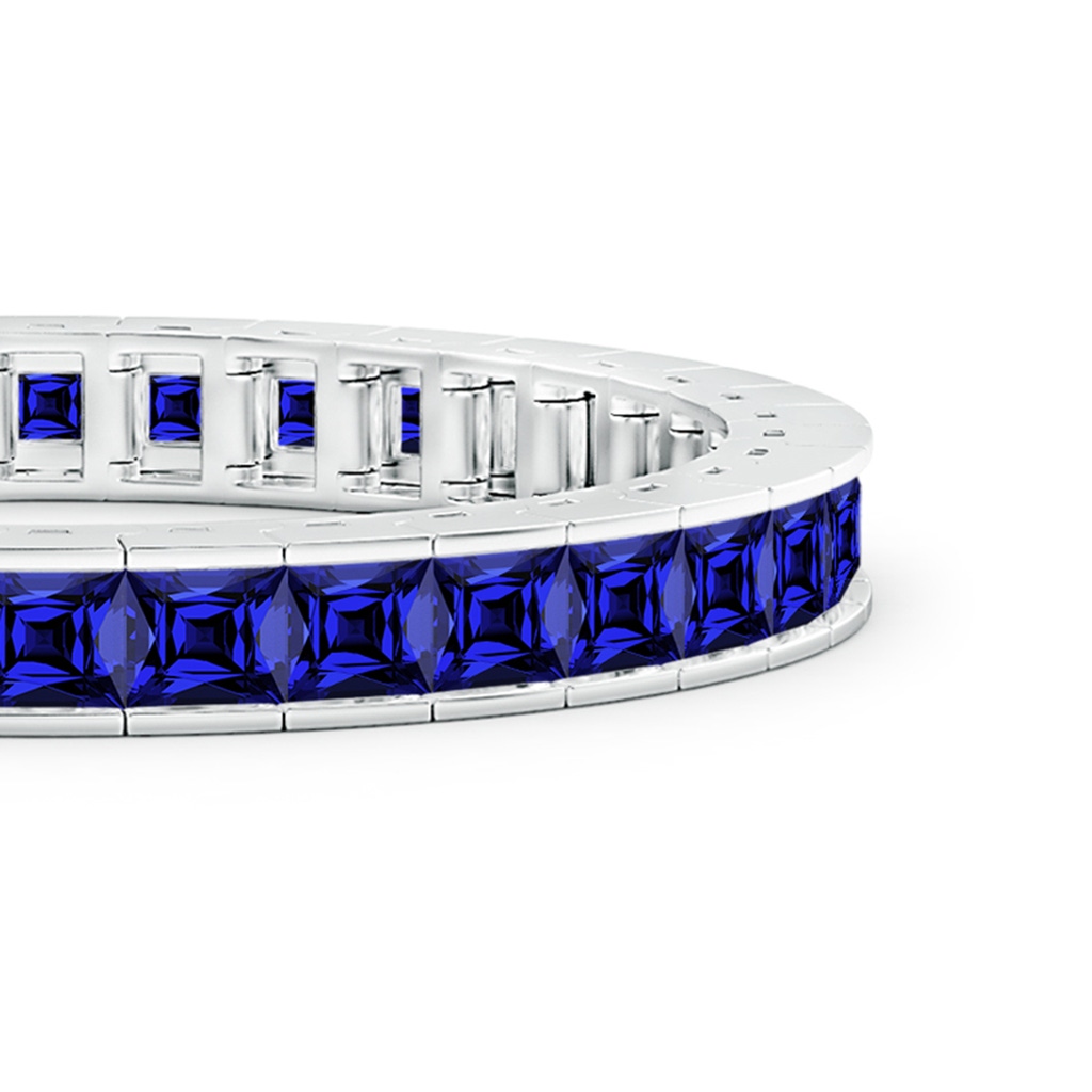 5mm Labgrown Lab-Grown Channel-Set Square Sapphire Tennis Bracelet in White Gold Side 199