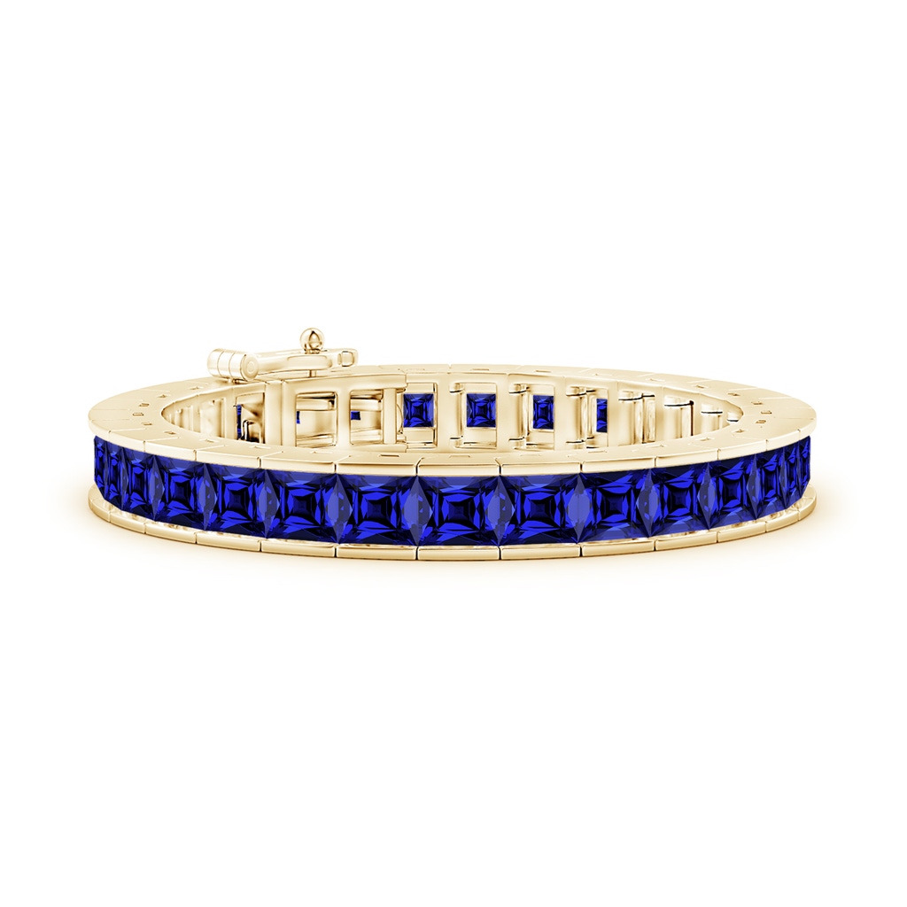 6mm Labgrown Lab-Grown Channel-Set Square Sapphire Tennis Bracelet in Yellow Gold