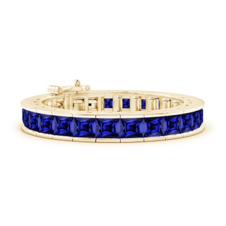 7mm Labgrown Lab-Grown Channel-Set Square Sapphire Tennis Bracelet in Yellow Gold