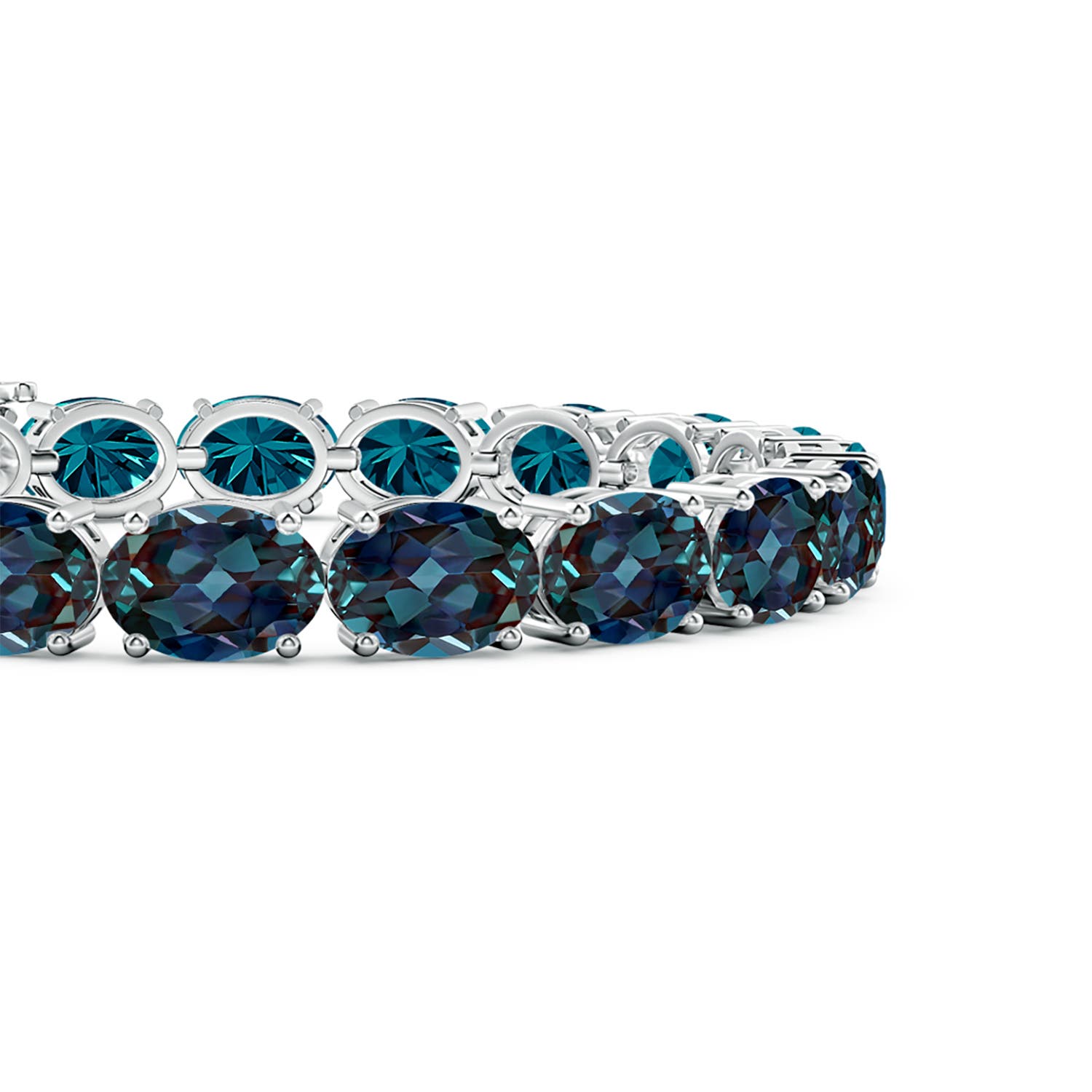 8x6mm Labgrown Classic Oval Lab-Grown Alexandrite Tennis Link Bracelet in White Gold