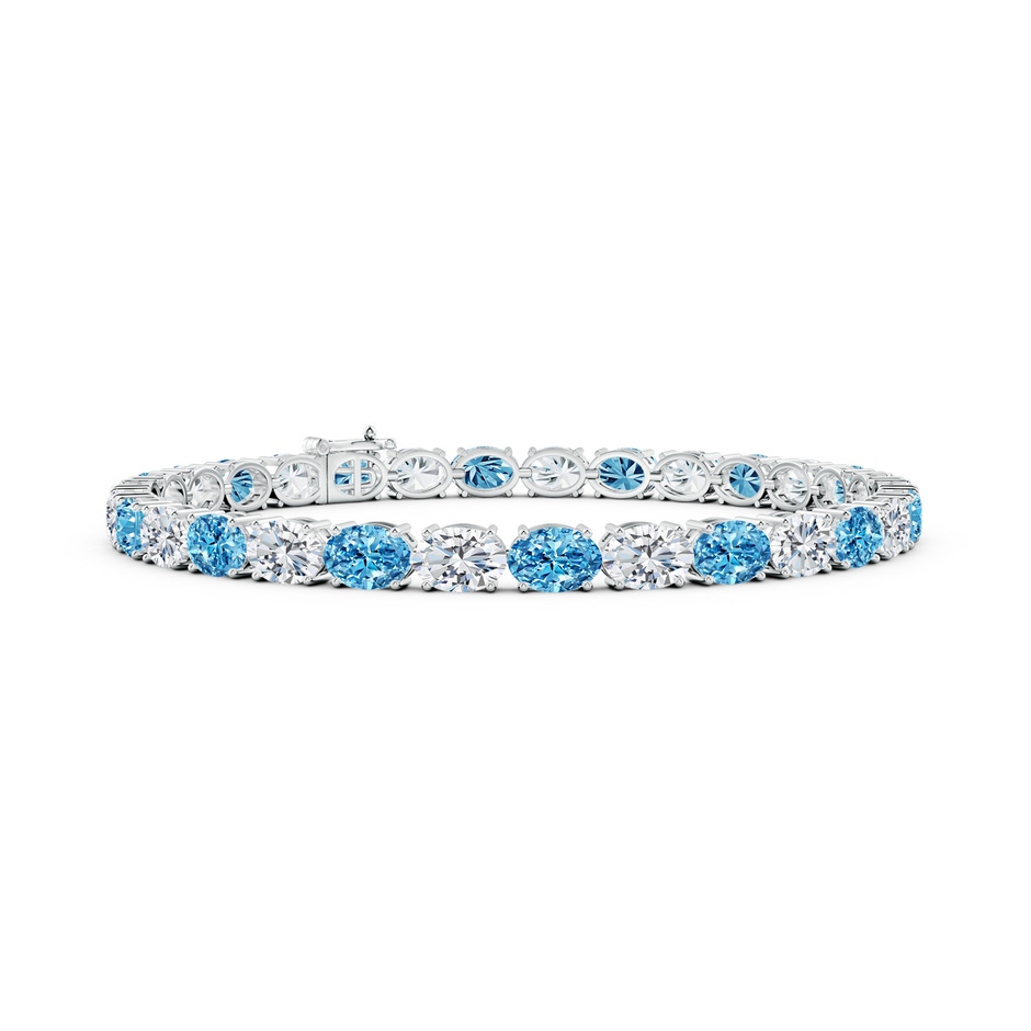 6x4mm Labgrown Classic Oval Lab-Grown Fancy Intense Blue and White Diamond Tennis Link Bracelet in White Gold 