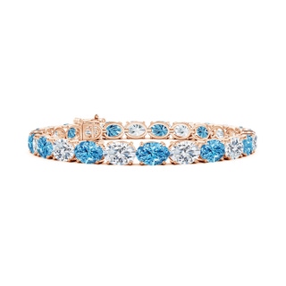 7x5mm Labgrown Classic Oval Lab-Grown Fancy Intense Blue and White Diamond Tennis Link Bracelet in 18K Rose Gold