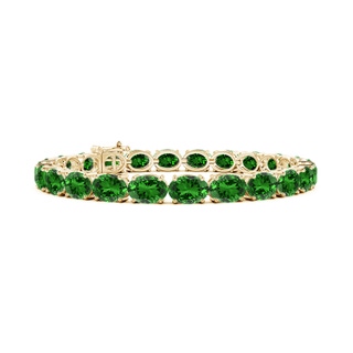 7x5mm Labgrown Lab-Grown Classic Oval Emerald Tennis Link Bracelet in 9K Yellow Gold