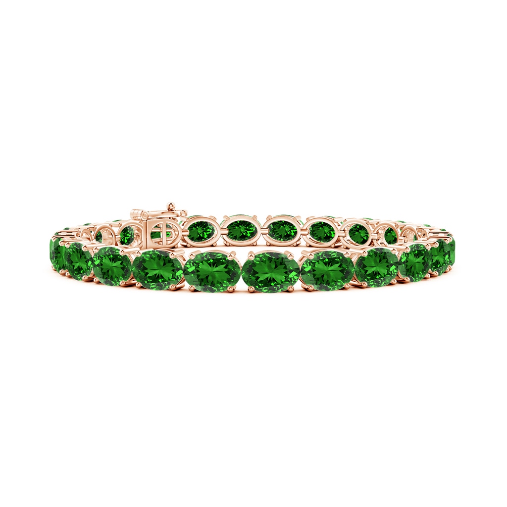7x5mm Labgrown Lab-Grown Classic Oval Emerald Tennis Link Bracelet in Rose Gold