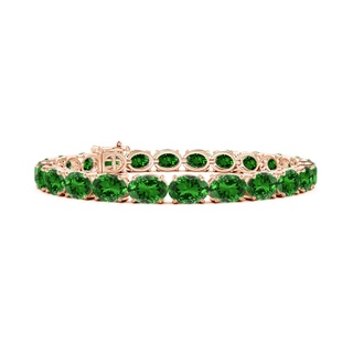 7x5mm Labgrown Lab-Grown Classic Oval Emerald Tennis Link Bracelet in Rose Gold