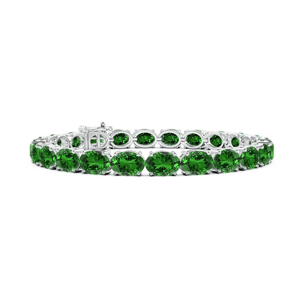 7x5mm Labgrown Lab-Grown Classic Oval Emerald Tennis Link Bracelet in S999 Silver