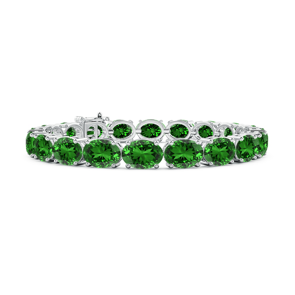 8x6mm Labgrown Lab-Grown Classic Oval Emerald Tennis Link Bracelet in White Gold