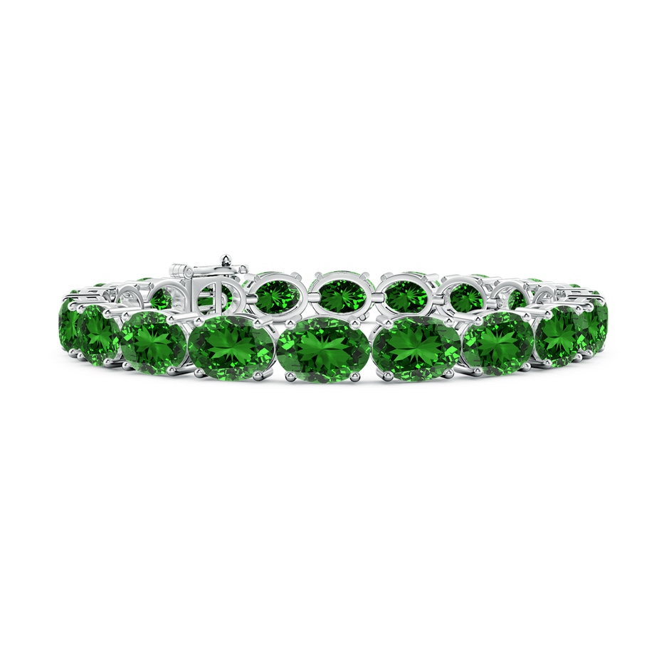 8x6mm Labgrown Lab-Grown Classic Oval Emerald Tennis Link Bracelet in White Gold 