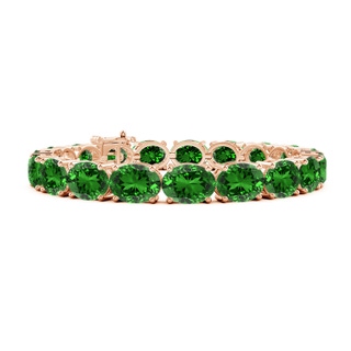 9x7mm Labgrown Lab-Grown Classic Oval Emerald Tennis Link Bracelet in 10K Rose Gold