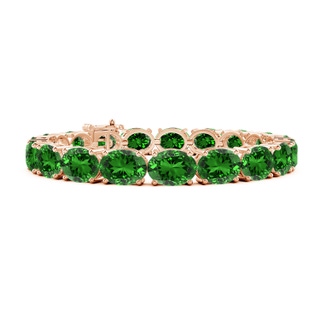9x7mm Labgrown Lab-Grown Classic Oval Emerald Tennis Link Bracelet in Rose Gold