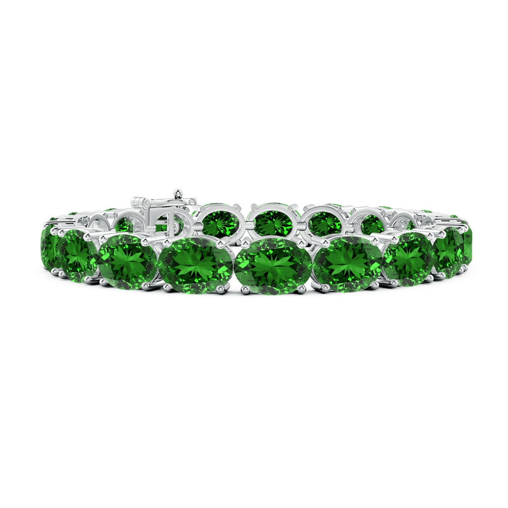 9x7mm Labgrown Lab-Grown Classic Oval Emerald Tennis Link Bracelet in S999 Silver