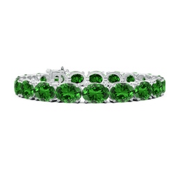 Tennis White Gold Lab Grown Emerald Bracelets