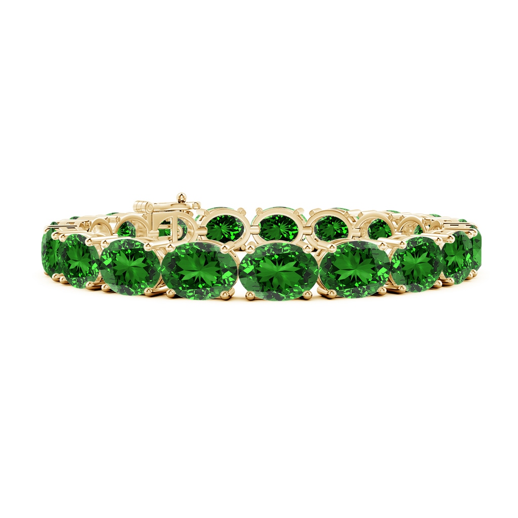 9x7mm Labgrown Lab-Grown Classic Oval Emerald Tennis Link Bracelet in Yellow Gold